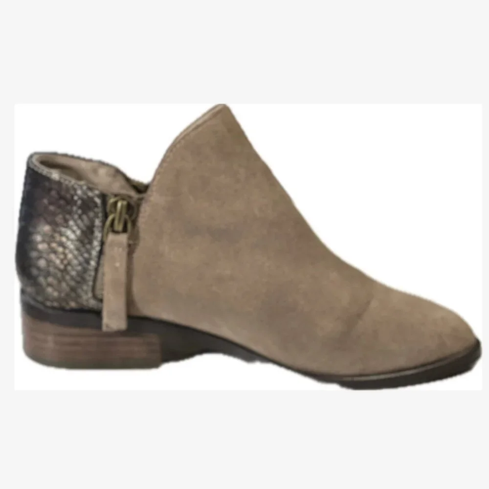 Very Volatile Suede Booties Greyson Women's 6 Brown Faux Snakeskin 1